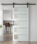 32 Inch Wide By 84 Inch High Glass Barn Door With Sliding Hardware Kit And Handle Pre Drilled Ready To Assemble Easy Install