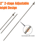 Portable Ground Rod 32 Inch Long 3/8 Inch Diameter Stainless Steel 304 with preinstalled ground clamp posts, two-stage adjustable height design.