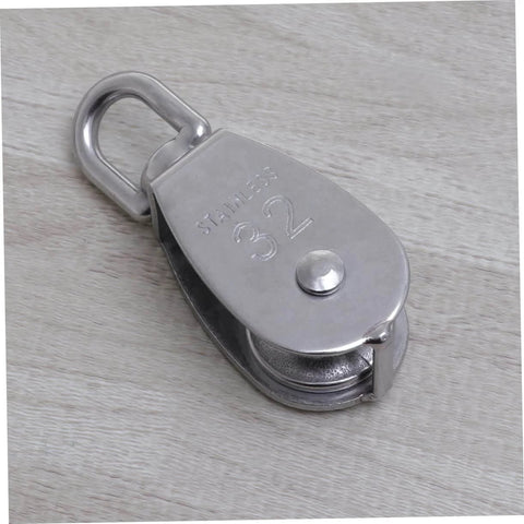 32mm Stainless Steel Swivel Single Sheave Pulley Roller for Rope Wire and Cable Lifting Heavy Duty Design for Rigging and Transportation