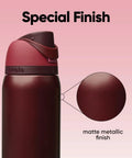 Keep drinks cold or hot all day with double wall insulation, a built-in FreeSip straw, and a locking lid for leakproof travel, matte metallic bottle.