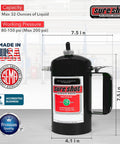 Heavy duty refillable oil sprayer with steel canister, made in USA, 32oz capacity, adjustable spray, up to 200 PSI, garage use.