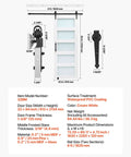 32 By 84 Inch Sliding Barn Door With Header Board And 6 Ft Hardware Track Kit And Handle, Waterproof PVC Surface, Pre Drilled Holes For Easy Assembly, MDF Construction, Smooth And Quiet Sliding.