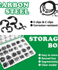Mega Handy 330 Piece Snap Ring Set With E Clips And C Clips for mechanical projects, carbon steel retaining rings in storage box