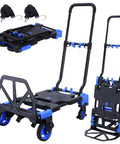 2-in-1 Hand Truck Dolly Foldable,330LB Capacity Hand Dolly with Retractable Handle, 4 Wheels, Portable Handtruck, Folded and Unfolded View