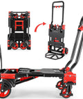 330LB Folding Hand Truck Heavy Duty Carrying, Combination of Four Wheels and Two Wheels Convertible Dolly Cart with Retractable Handle