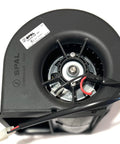 High Performance 335 CFM Single Wheel Centrifugal Blower For 12 Volt HVAC And Rear Air Circulation In Vans And RVs With Beast Power By SPAL 30003542 023 A70 74D, showing front view of the product with SPAL branding and wiring connections visible.
