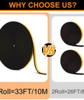 33Ft Door Weather Stripping (1/2in x 1/4in) roll vs two rolls, strong adhesive foam, sound proofing and insulation