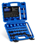 33pc Bearing Press Kit for Small Vehicles, Bearing Race and Seal Driver Set with Metric SAE Adapters, open blue case display