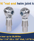3/4 Heim Joints Rod End Kit with Right and Left Hand Threads, 0.75 Chromoly Suspension and Steering Set, Includes Round Tube Adapters