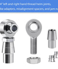 3/4 inch Heim Joint Rod End Kit, right and left hand thread chromoly joints with tube adapters, misalignment spacers, and jam nuts