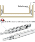 Diagram of 34 Inch Heavy Duty Drawer Slides 500 lb capacity side mount full extension with screws, triple fold ball bearing rails.