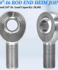 Close-up of 3/4 inch Heim joint rod end bearing kit with jam nuts, right and left hand 3/4-16 thread chromoly
