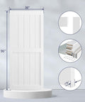 36 By 96 Inch Sliding Barn Door With 6.6 Ft Track, White, Ultra Durable MDF And PVC Surface, Waterproof And Scratch Resistant