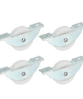 34mm Sliding Door Nylon Pulleys Four Pack For Screen Doors Wardrobes Cupboards And Closets Quiet Wear Resistant Nylon Wheels With Chrome Steel Housings 5mm Hole Distance Furniture Roller Wheels Silver - image of four nylon wheels with chrome steel housings