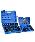 34pc Ball Joint & Wheel Bearing Press Kit, Front Wheel Drive Bearing Puller Tool Set with sliding screws and blue carrying cases