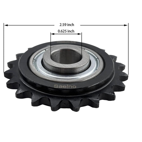 No 35 Roller Chain Idler Sprocket Type C With Five Eighths Bore And Twenty Teeth Includes Bearing 203KRR2 Hardened 1045 Steel
