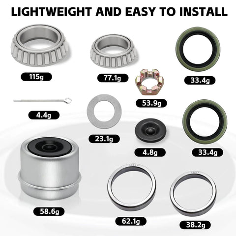 Components of Two Pack 3500lb Trailer Wheel Bearing Kit For One And Three Eighths To One And One Sixteenth Inch Tapered Axles EZ Lube