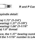 Diagram of spindle details for Four Trailer Bearing Kits For 3500 Lb Axles With 84 Spindle Fit EZ Lube And Standard Hubs.