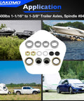 Trailer Bearing Kit For 3500 Pounds Axles 1-1/16 To 1-3/8 Inch Spindle 84 With 171255TB Grease Seals and Dust Caps on display