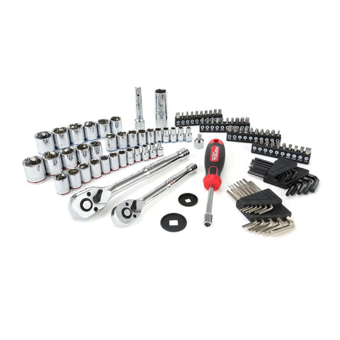 110 Piece Drive Mechanic Socket Set With SAE And Metric Sockets, Chrome Vanadium Build, Pro Grade Tools for Auto Repair and Home DIY.