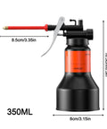 350ml Hand Pump Oiler Can With Straight Spout High Pressure Lubrication Dispenser, dimensions labeled