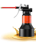 350ml Hand Pump Oiler Can with Straight Spout High Pressure Lubrication Dispenser Reinforced Spring Black and Red Design
