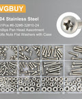 351 Pcs Machine Screws Nuts and Bolts Assortment Kit with #6-32 #8-32 #10-24 Phillips Pan Head 304 Stainless Steel Screws and Nuts