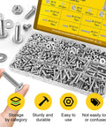 358 Pcs Machine Screws and Nuts Assortment Kit with #6-32 #8-32 #10-24 Phillips Pan Head Bolts organized in storage tray.