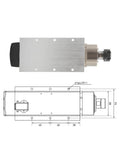 3.5KW ER25 Air Cooled Spindle Motor With Ceramic Bearings And Flange, side view and technical drawing, for CNC milling and engraving.