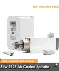 3.5KW ER25 Air Cooled Spindle Motor With Ceramic Bearings And Flange, 4KW H100 Inverter Controller, 380V CNC Milling Spindle