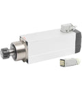 3.5KW ER25 Air Cooled Spindle Motor with Ceramic Bearings for CNC Milling Machines Square Type 220V, shown with connector.