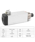3.5KW ER25 Air Cooled Spindle Motor With Ceramic Bearings and data sheet for CNC Milling Machines Square Type 220V