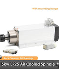 3.5KW ER25 air-cooled spindle motor with flange, 220V for CNC milling, featuring ceramic bearings; ideal for DIY routers and mills upgrade.