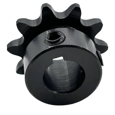 Close-up of 35B Roller Chain Sprocket Type B For ANSI 35 Chain With Half Inch Bore And Ten Teeth Three Eighths Inch Pitch
