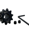 35B Roller Chain Sprocket Type B For ANSI 35 Chain With Half Inch Bore And Ten Teeth Three Eighths Inch Pitch Hardened 1045 Carbon Steel Rust Resistant Drive Sprocket Built To Handle Heavy Duty Industrial Applications Saelno with wrench and screws