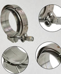 2 Pack 3.5 Inch Quick Release V Band Clamp With 304 Stainless Steel Male And Female Flanges for exhaust downpipes