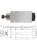 3.5kW ER25 Air Cooled CNC Spindle Motor With 4 Ceramic Ball Bearings 220V 380V 0.01mm Precision Square Spindle With Flange diagram