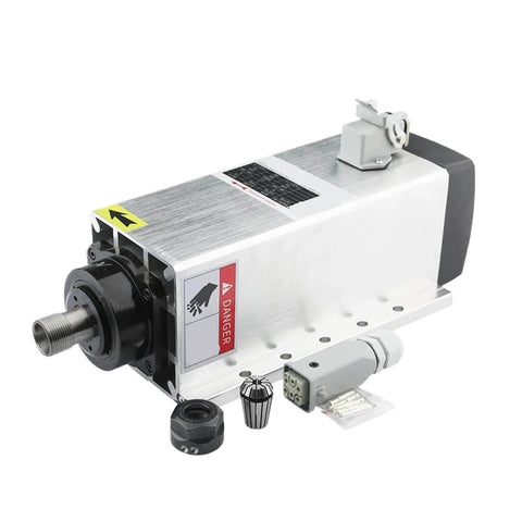 Air Cooled Spindle Motor 3.5KW ER20 Square Spindle With Mounting Flange 220V 12A for CNC routers and milling machines