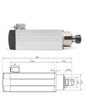 Beefy Air Cooled Spindle With Four Bearings Square Motor Ceramic Ball Bearings 3.5kW ER25 With 4.0kW VFD CNC Machines Diagram
