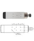 3.5kW ER25 CNC Spindle Kit with Four Ceramic Ball Bearings and 4kW 380V VFD Inverter, side view with technical drawing