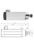 Side view of 3.5kW ER25 CNC Spindle Kit With Four Ceramic Ball Bearings And 4kW 380V VFD Inverter Water Cooled diagram.