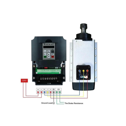 3.5kW Air Cooled ER20 Spindle Motor For CNC Machines With 4 Bearings 220V 0.01mm Precision alongside wiring diagram