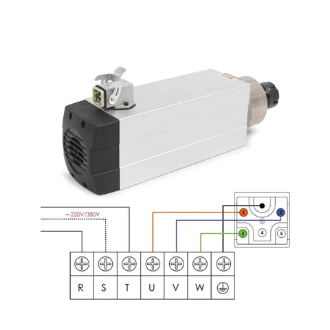 3.5KW ER25 Air Cooled Spindle Motor For CNC Milling Engraving With Optional Flange 220V High Torque Durable Bearings Diagram