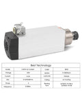 3.5KW ER25 Air Cooled Spindle Motor For CNC Milling Engraving With Optional Flange 220V shown with specs chart