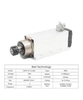 Pro Grade 3.5kW ER25 CNC Spindle Kit With Ceramic Ball Bearings, air-cooled option, product specifications visible