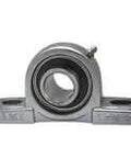 Front view of UCLP207NP 35mm Single Low-Base 2-Bolt Pillow Block, Nickel-Plated Cast Iron Housing, Wide-Mount Set-Screw Lock