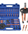 36-in-1 Bearing Puller Set, Inner Bearing Puller Separator Kit in a blue case with tools displayed, Blind Hole Bearing Removal Tool Gear Puller