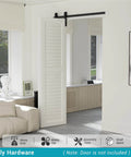 36" Bi-Folding Sliding Barn Door Hardware Track Kit installation view, black roller, easy install, door not included