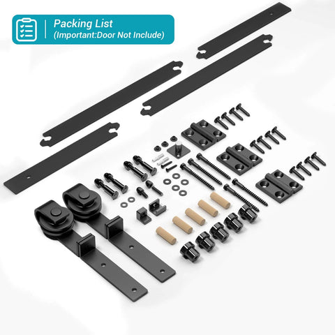 Components of 36" Bi-Folding Sliding Barn Door Hardware Track Kit, Smoothly&Quietly, Side Mounted Black Roller, Easy Install