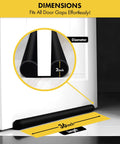 36 Inch Door Draft Stopper Insulation For Bottom Of Door, A No Brainer Way To Cut Heating Bills, Blocks Cold Drafts, Adjustable Gap Filler With 2 Inch Thick Foam, Door Sweep For Heat, Sound And Light Proofing, Heavy Duty Black shown in use under door
